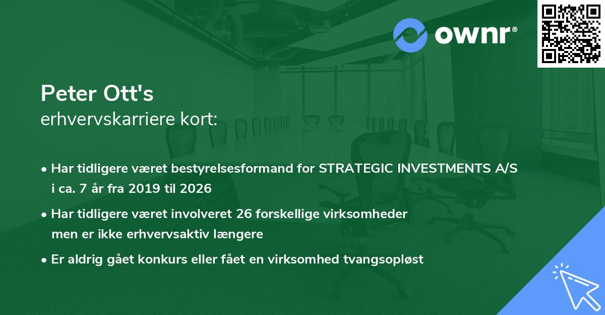 Peter Ott's erhvervskarriere kort