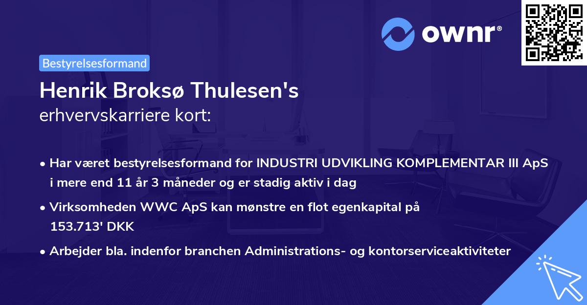 Henrik Broksø Thulesen's erhvervskarriere kort