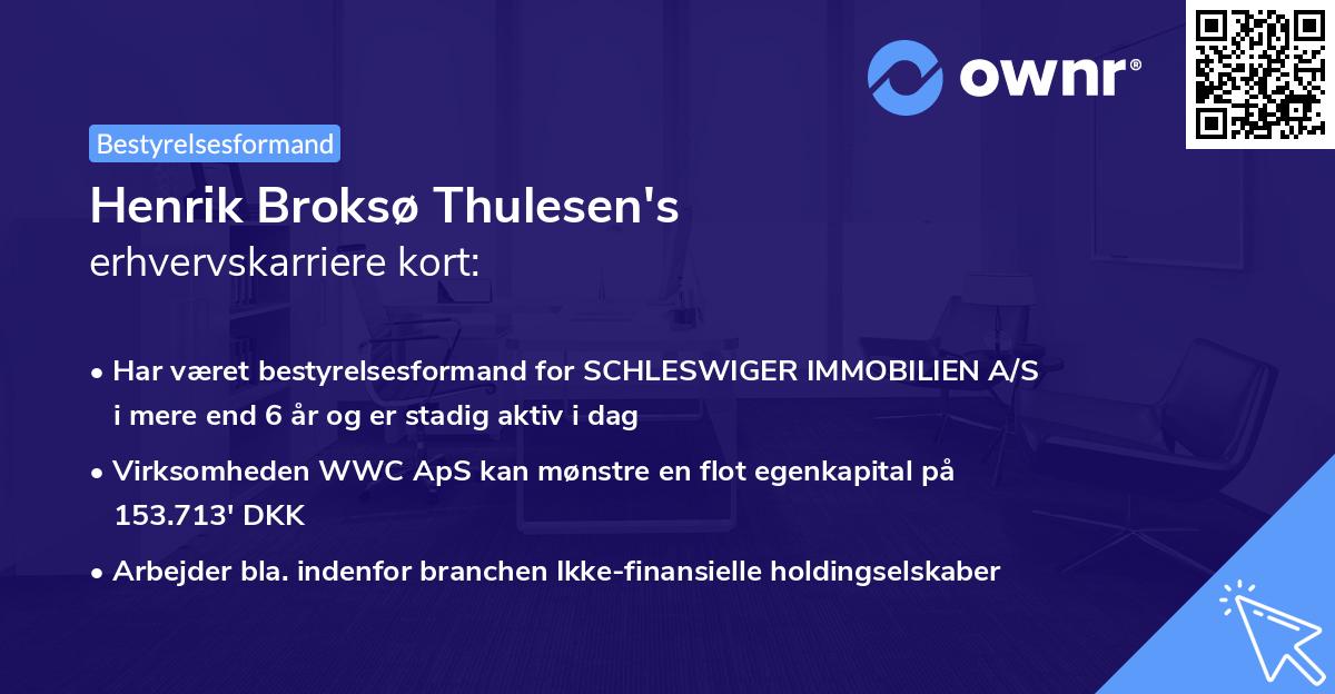 Henrik Broksø Thulesen's erhvervskarriere kort