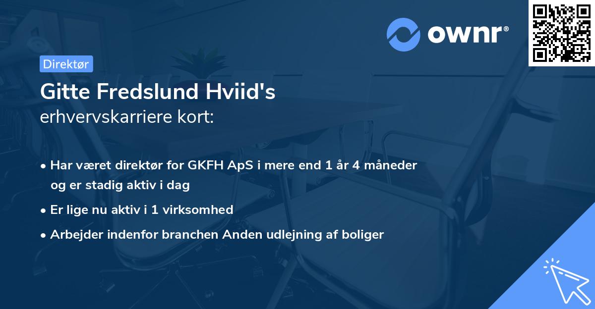 Gitte Fredslund Hviid's erhvervskarriere kort