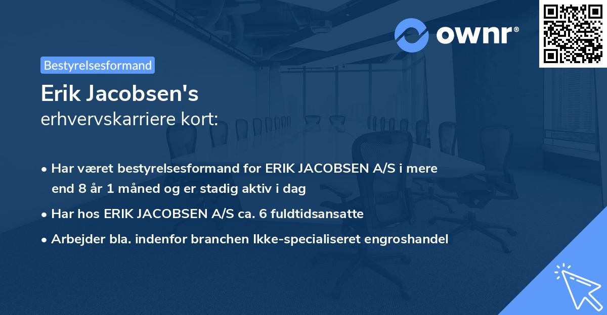 Erik Jacobsen's erhvervskarriere kort