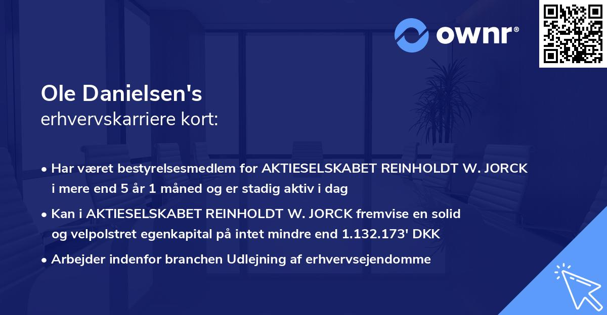 Ole Danielsen's erhvervskarriere kort