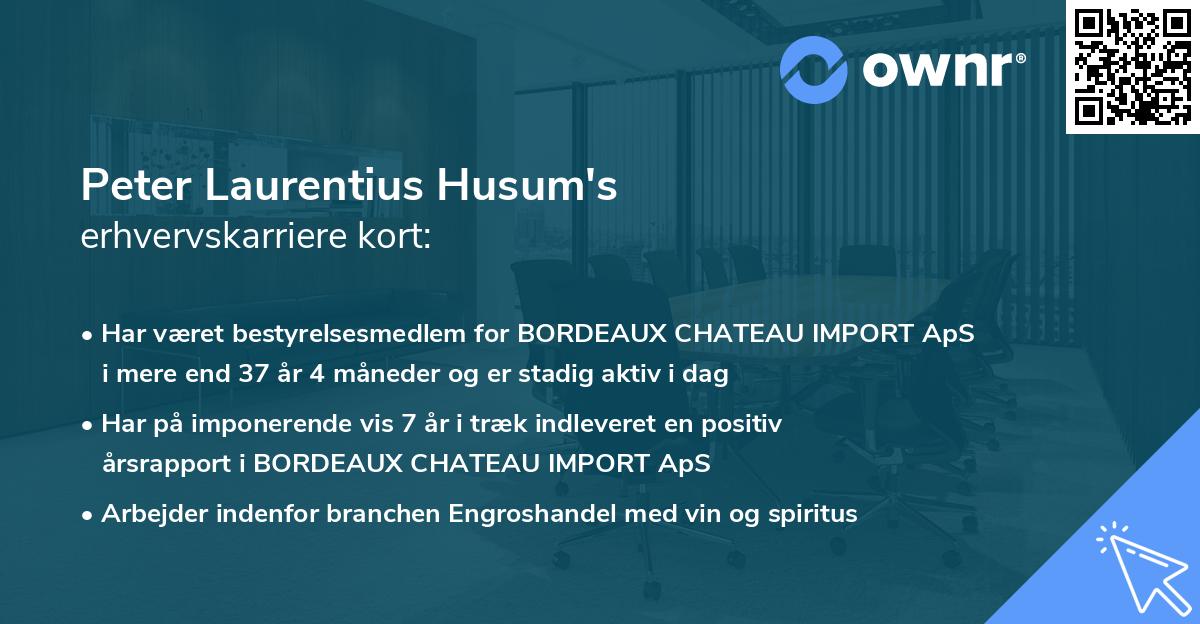 Peter Laurentius Husum's erhvervskarriere kort