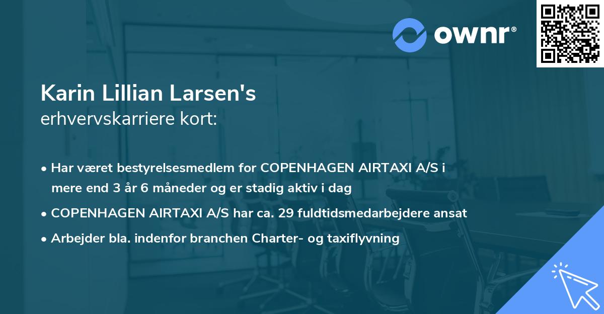 Karin Lillian Larsen's erhvervskarriere kort