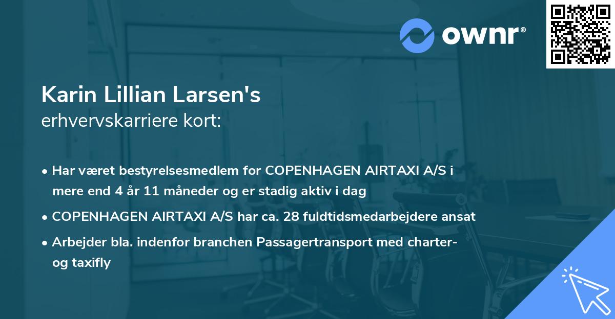 Karin Lillian Larsen's erhvervskarriere kort