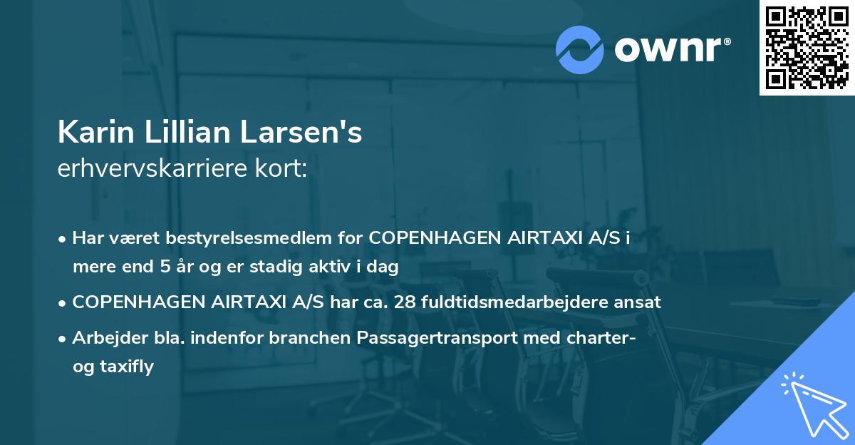 Karin Lillian Larsen's erhvervskarriere kort