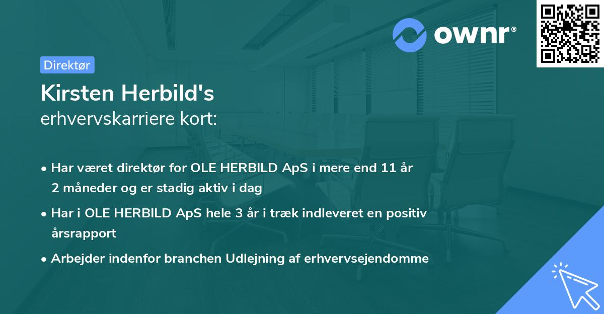 Kirsten Herbild's erhvervskarriere kort