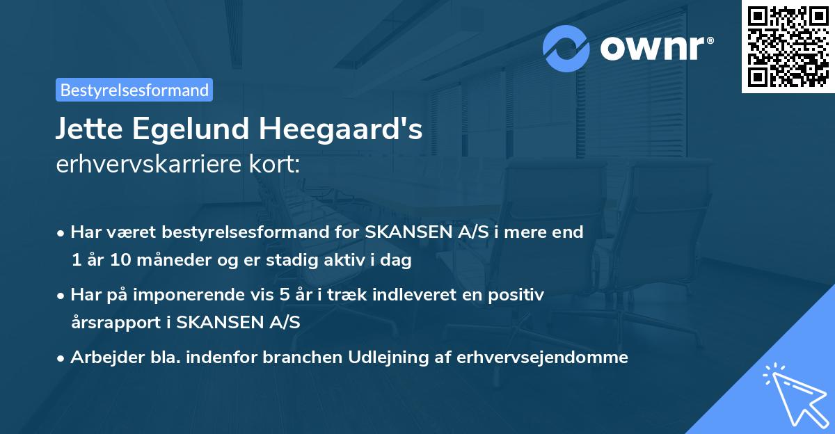 Jette Egelund Heegaard's erhvervskarriere kort