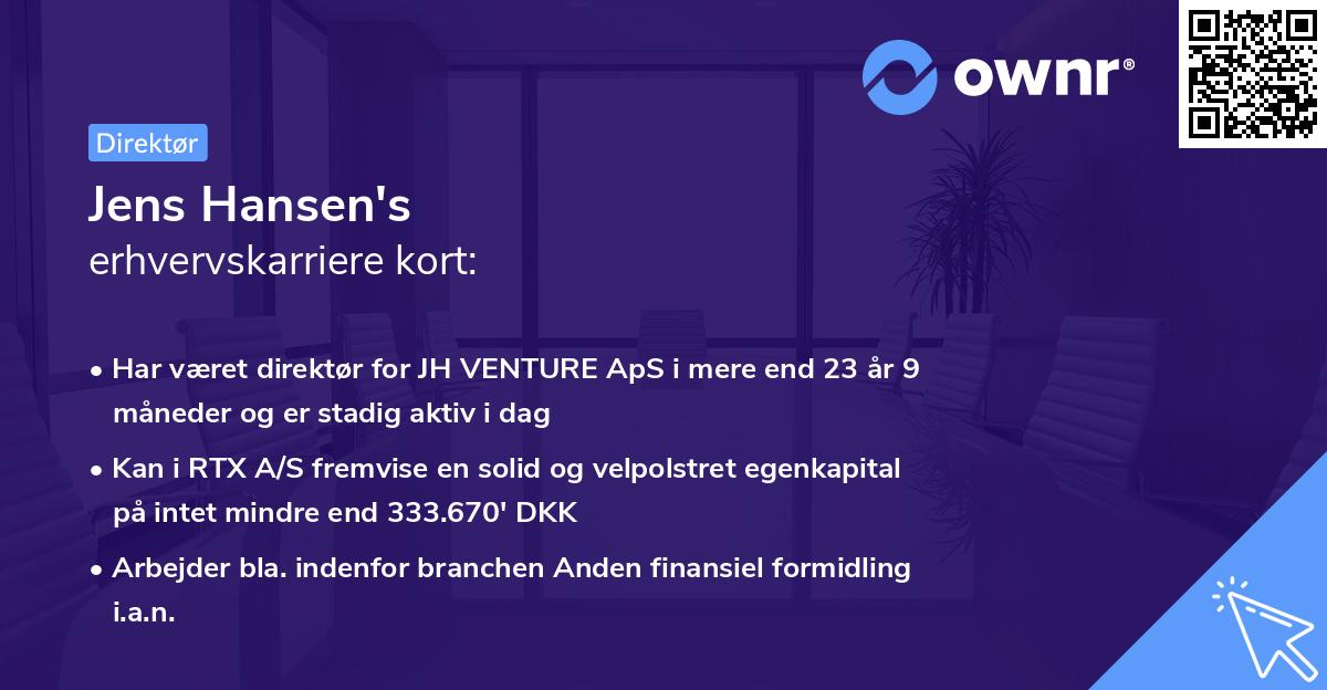 Jens Hansen's erhvervskarriere kort