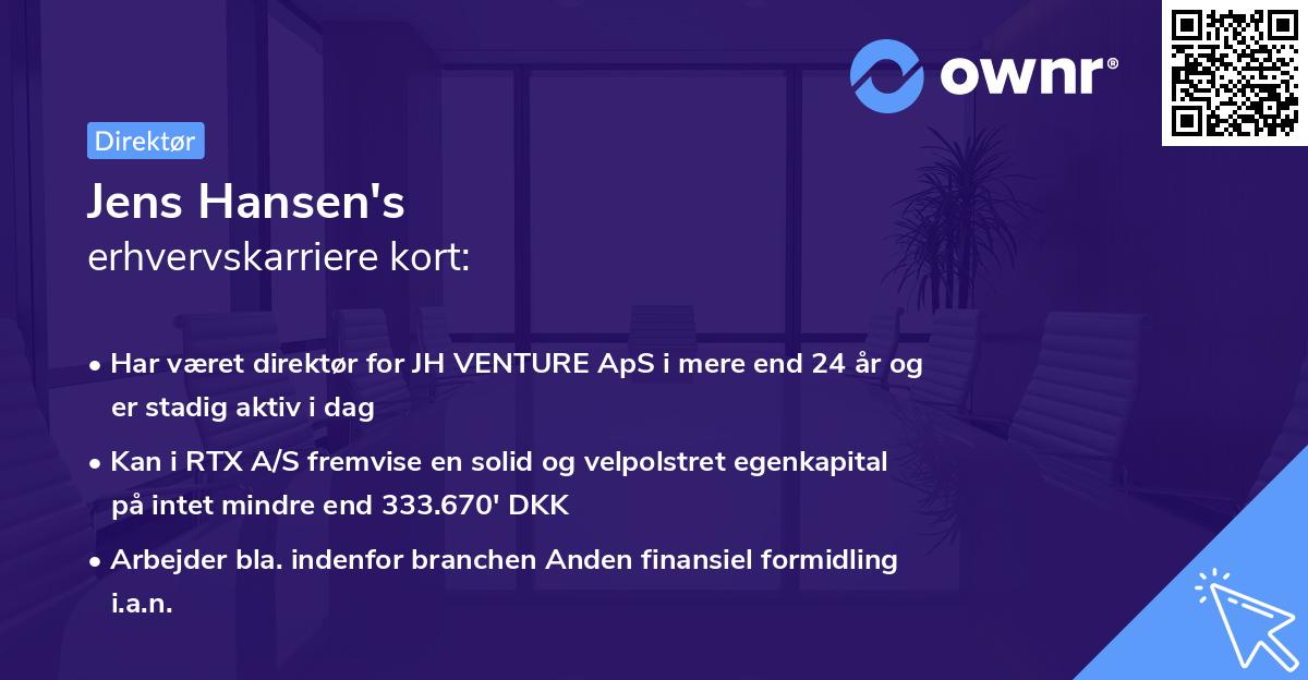 Jens Hansen's erhvervskarriere kort