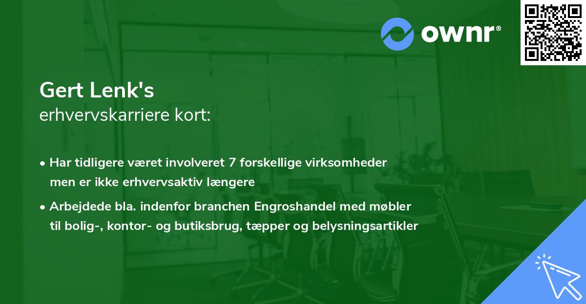 Gert Lenk's erhvervskarriere kort