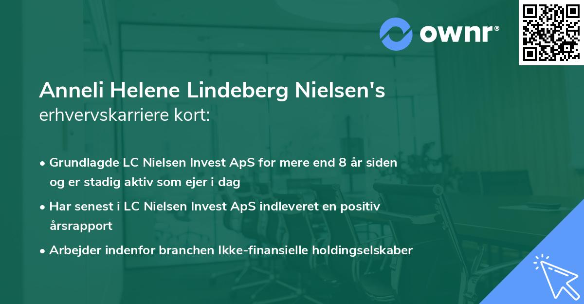Anneli Helene Lindeberg Nielsen's erhvervskarriere kort