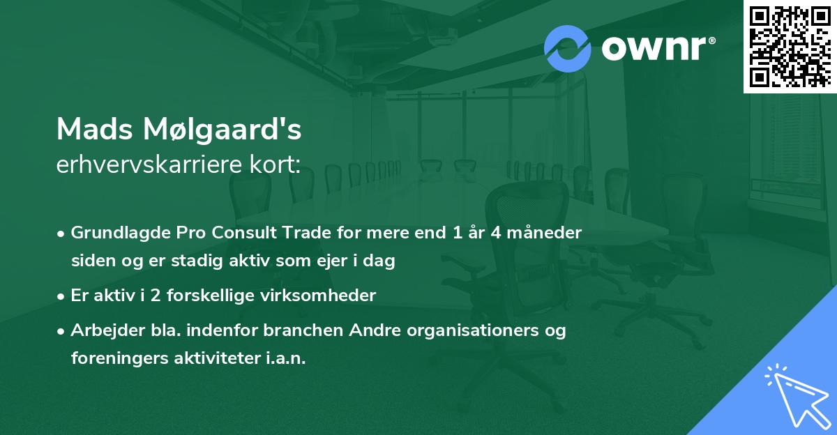 Mads Mølgaard's erhvervskarriere kort