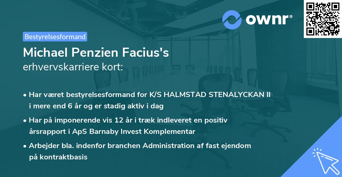 Michael Penzien Facius's erhvervskarriere kort