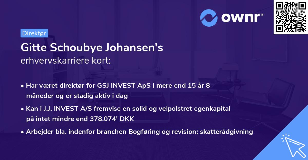 Gitte Schoubye Johansen's erhvervskarriere kort