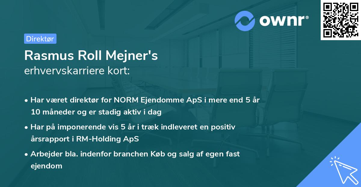Rasmus Roll Mejner's erhvervskarriere kort