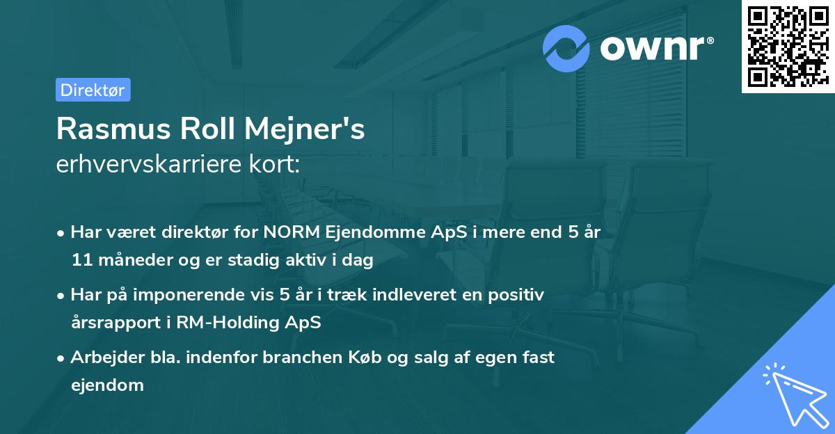 Rasmus Roll Mejner's erhvervskarriere kort