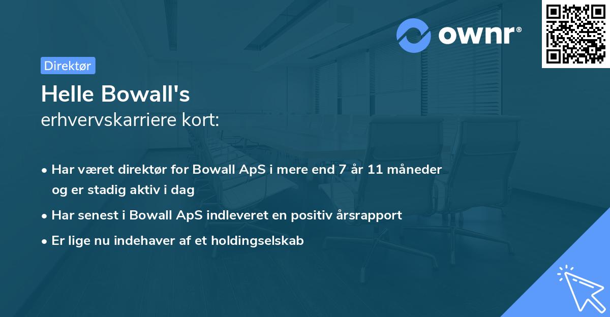 Helle Bowall's erhvervskarriere kort