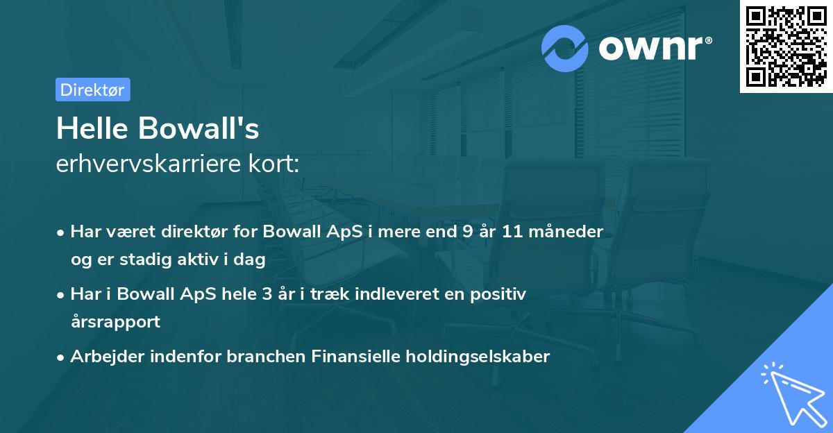 Helle Bowall's erhvervskarriere kort