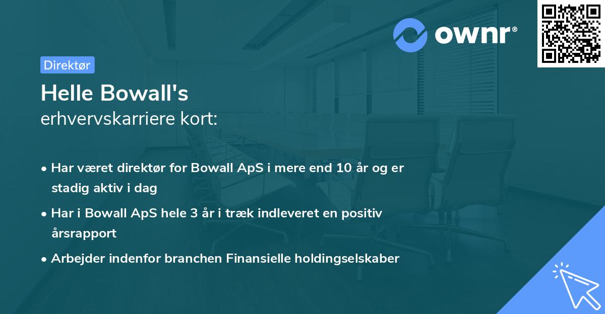 Helle Bowall's erhvervskarriere kort