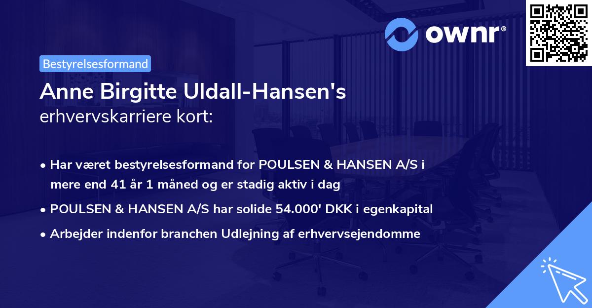 Anne Birgitte Uldall-Hansen's erhvervskarriere kort