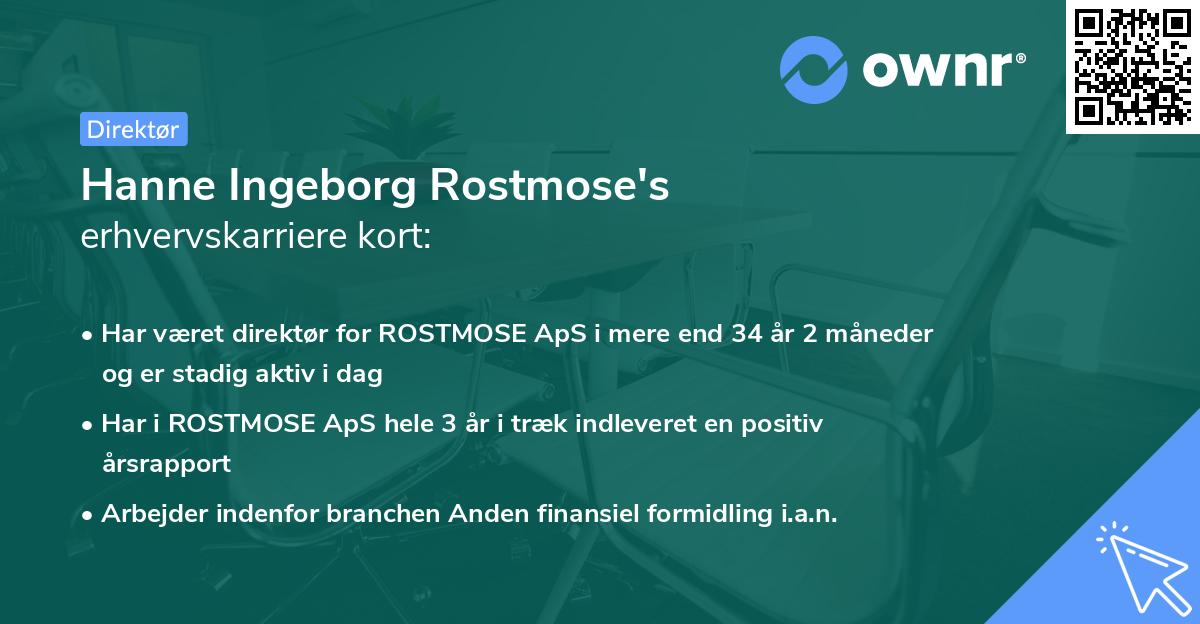 Hanne Ingeborg Rostmose's erhvervskarriere kort