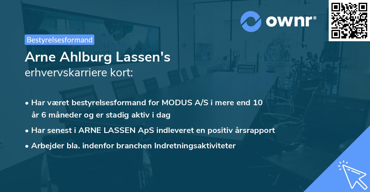 Arne Ahlburg Lassen's erhvervskarriere kort