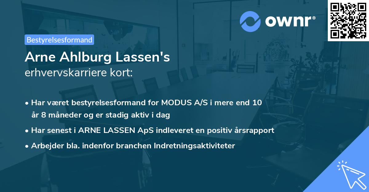 Arne Ahlburg Lassen's erhvervskarriere kort