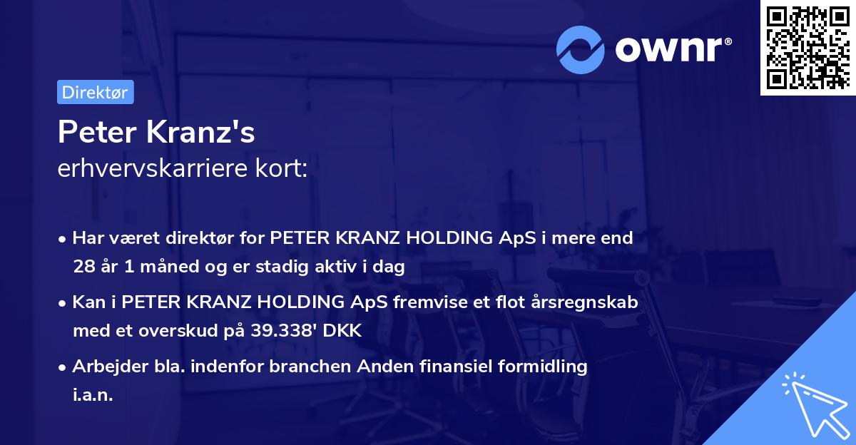 Peter Kranz's erhvervskarriere kort