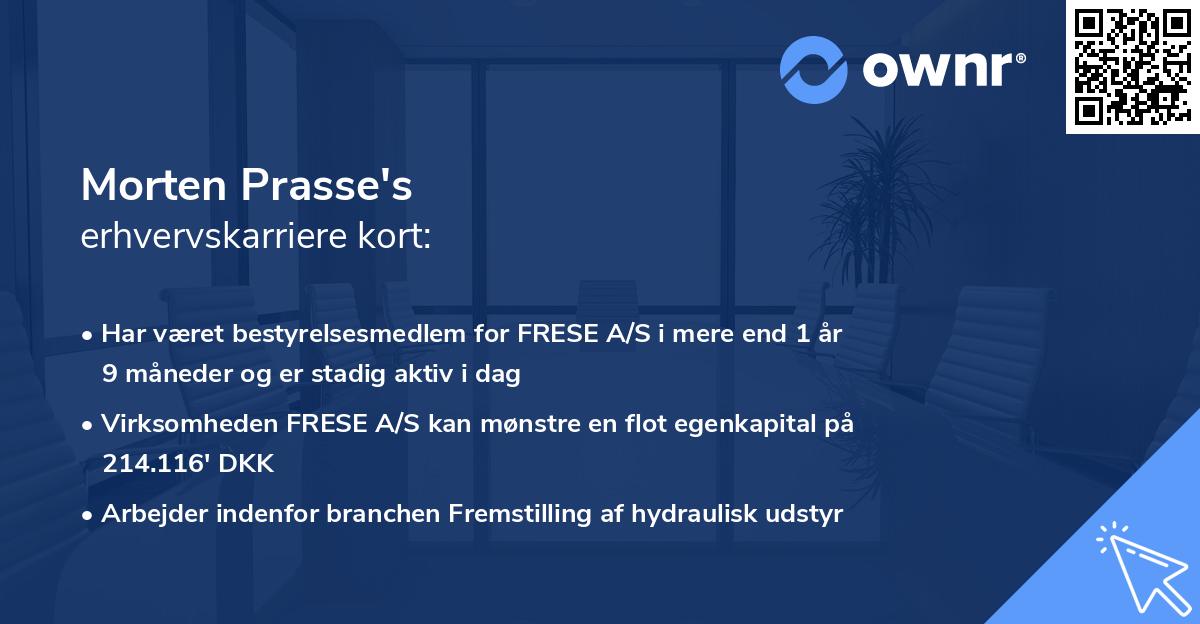 Morten Prasse's erhvervskarriere kort