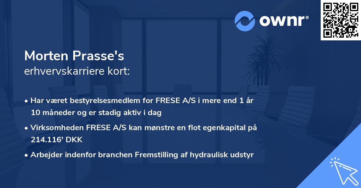 Morten Prasse's erhvervskarriere kort