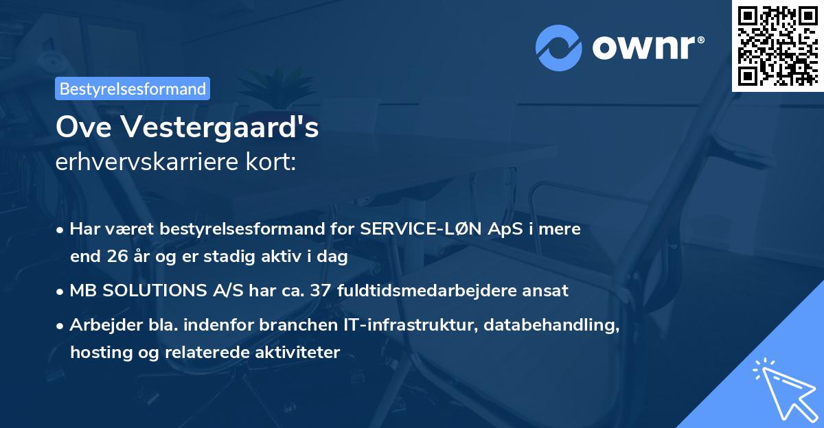 Ove Vestergaard's erhvervskarriere kort