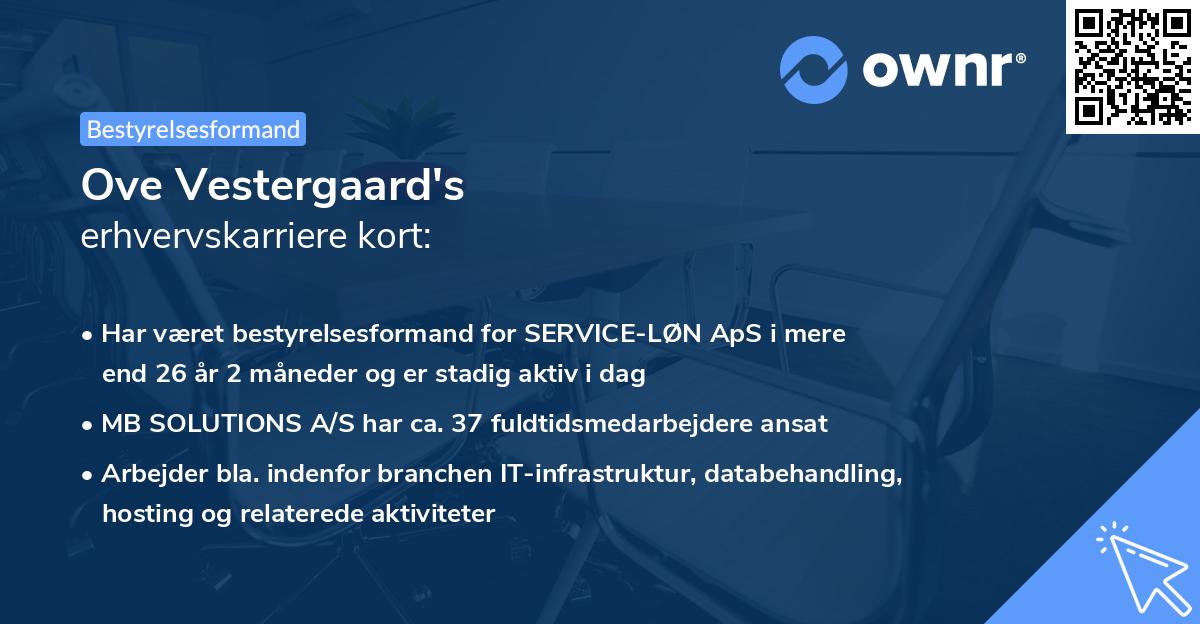 Ove Vestergaard's erhvervskarriere kort