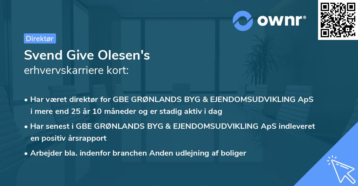 Svend Give Olesen's erhvervskarriere kort