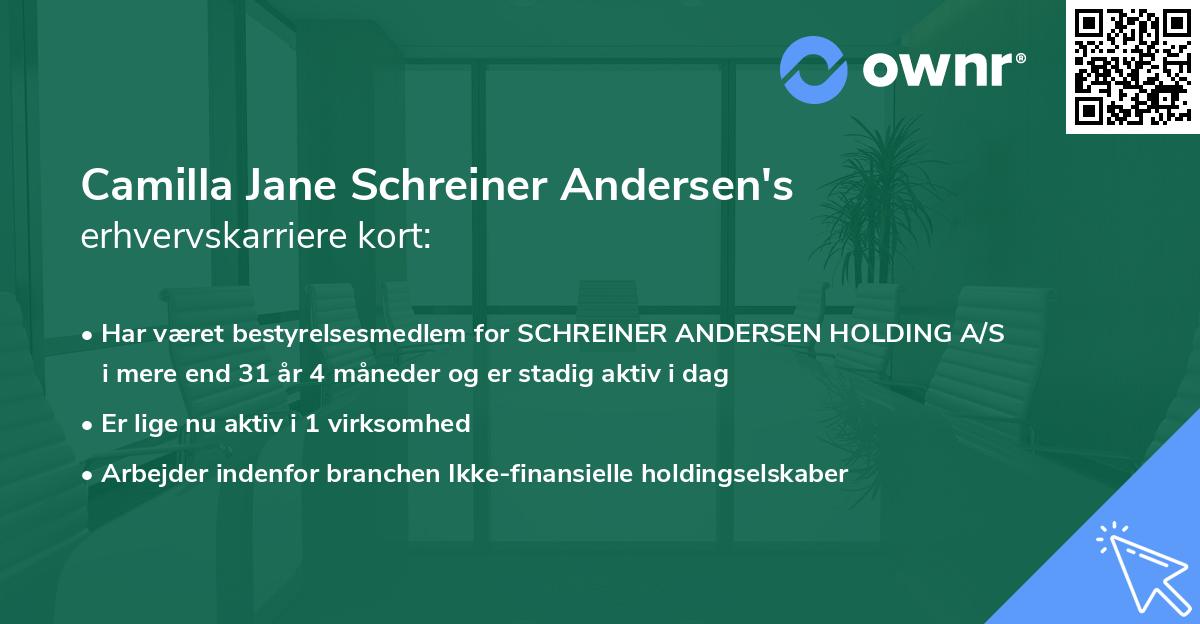 Camilla Jane Schreiner Andersen's erhvervskarriere kort