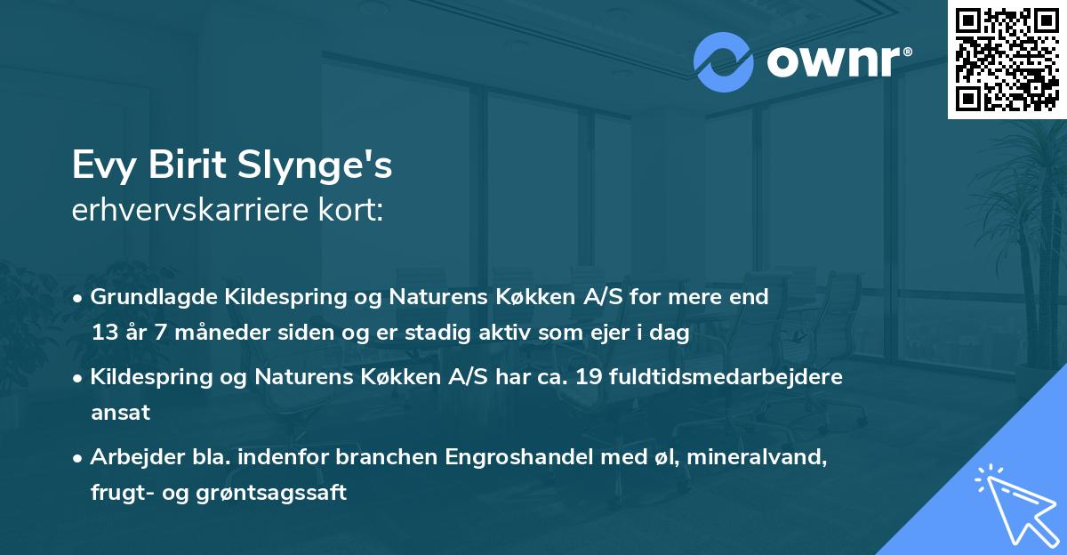 Evy Birit Slynge's erhvervskarriere kort