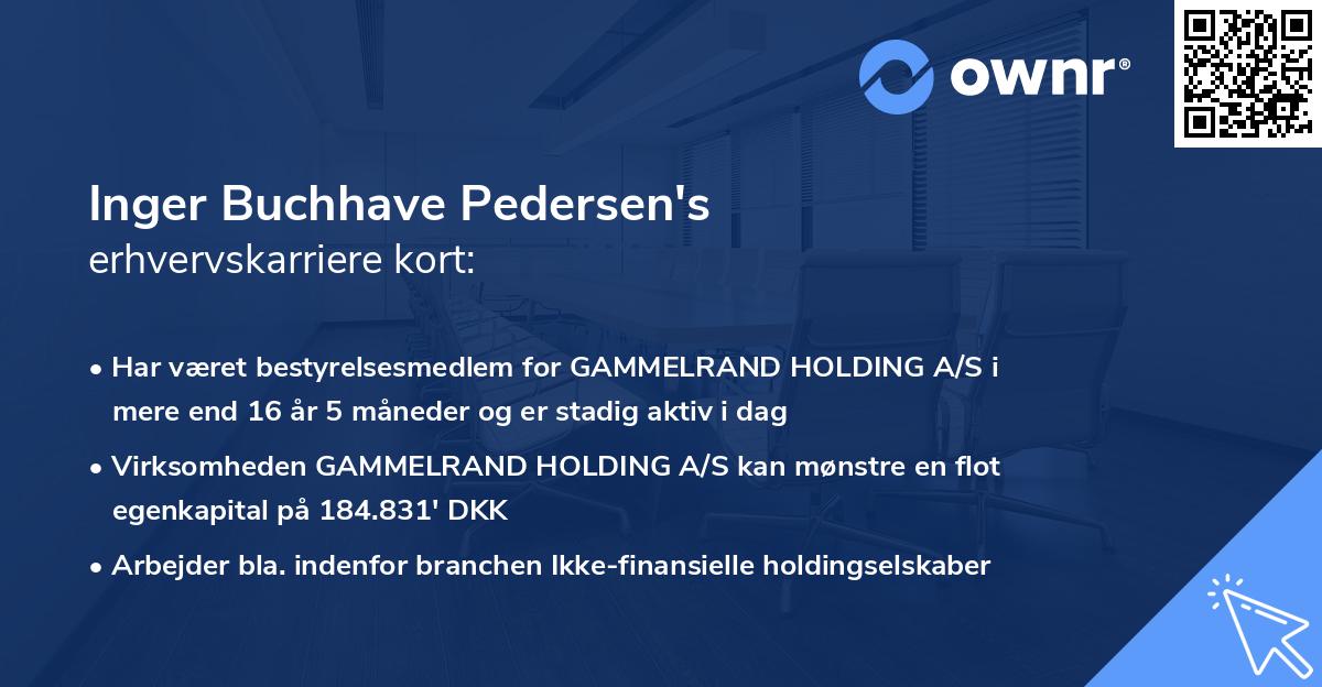Inger Buchhave Pedersen's erhvervskarriere kort