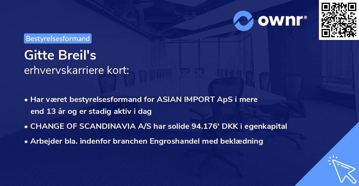 Gitte Breil's erhvervskarriere kort