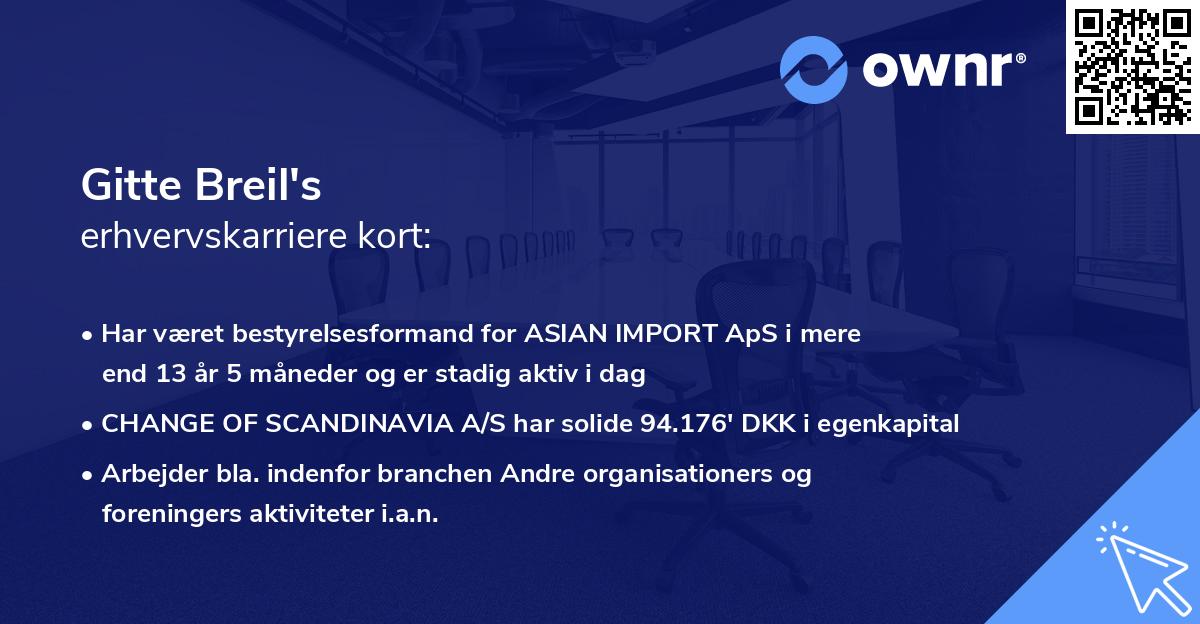 Gitte Breil's erhvervskarriere kort