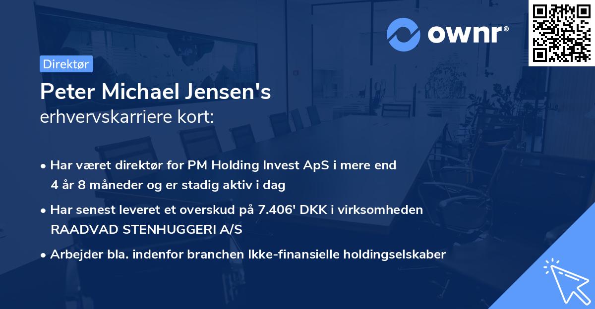 Peter Michael Jensen's erhvervskarriere kort