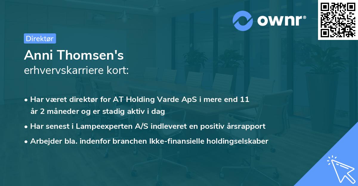 Anni Thomsen's erhvervskarriere kort