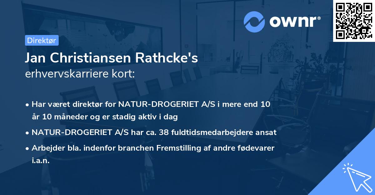 Jan Christiansen Rathcke's erhvervskarriere kort