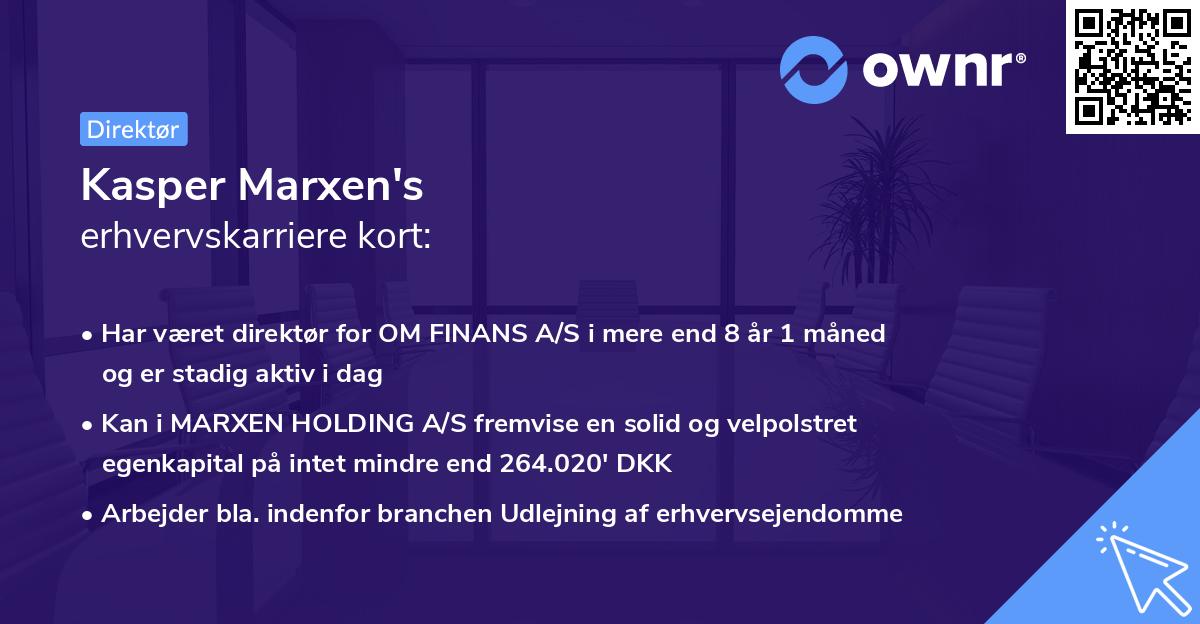Kasper Marxen's erhvervskarriere kort