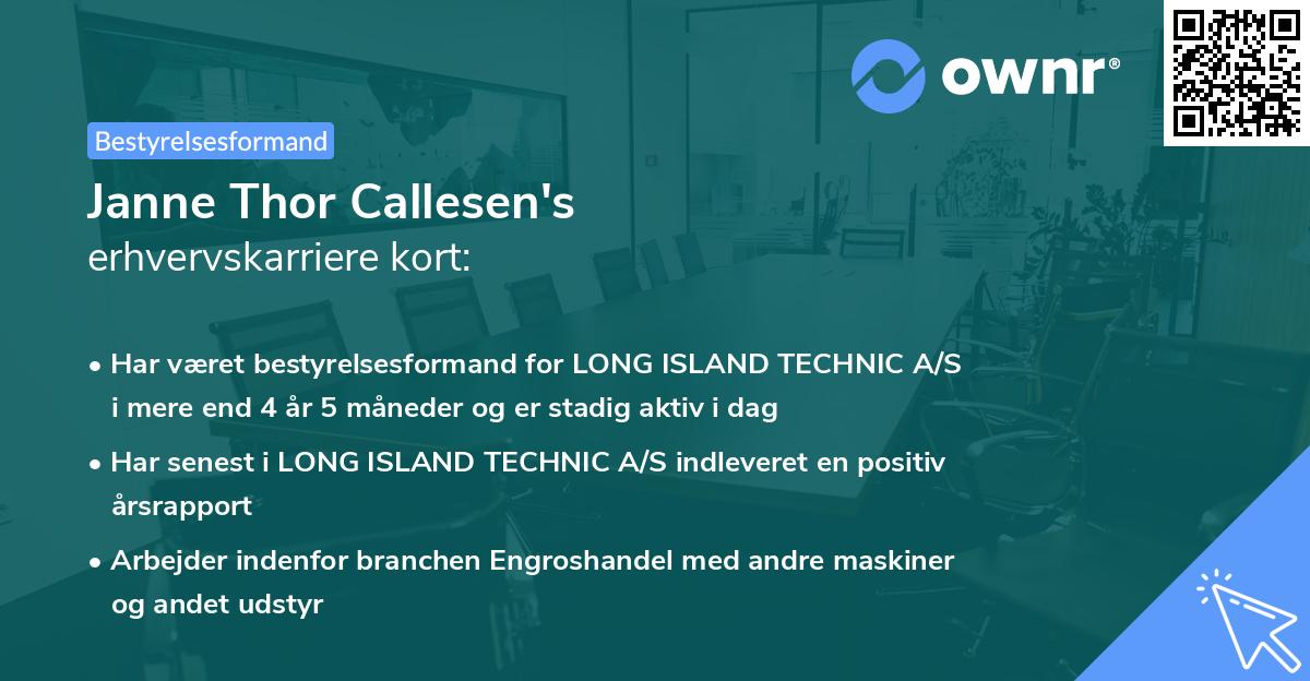 Janne Thor Callesen's erhvervskarriere kort