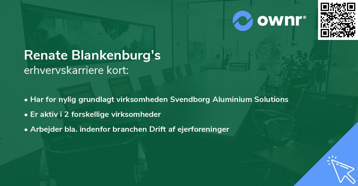 Renate Blankenburg's erhvervskarriere kort