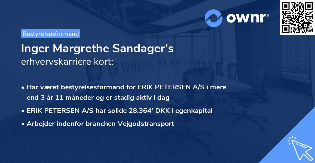 Inger Margrethe Sandager's erhvervskarriere kort