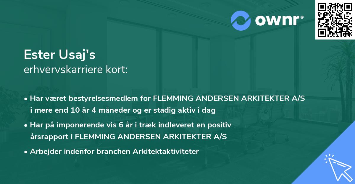 Ester Usaj's erhvervskarriere kort