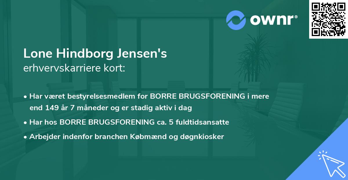 Lone Hindborg Jensen's erhvervskarriere kort