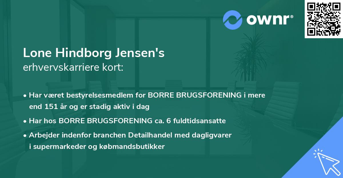 Lone Hindborg Jensen's erhvervskarriere kort