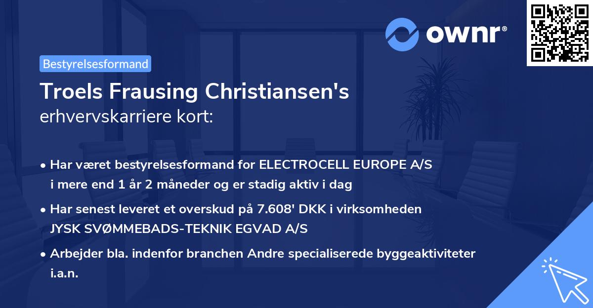 Troels Frausing Christiansen's erhvervskarriere kort